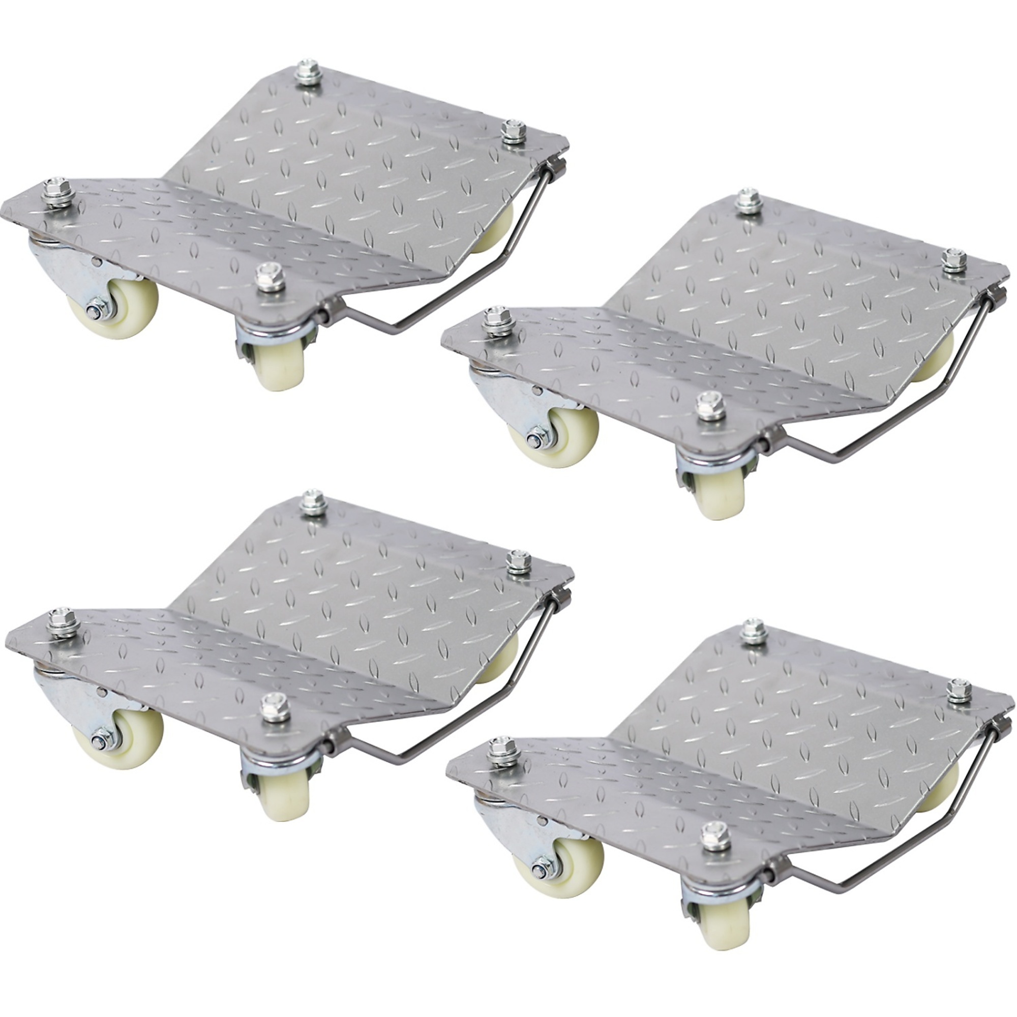 BlackTeck Car Wheel Dolly Set — 6000-Lb. Capacity, 11.5in. x 15in. x 5.5in., Heavy-Duty Steel, 3in. Swivel Casters, Silver, 4 Pcs, Model# N2-36700